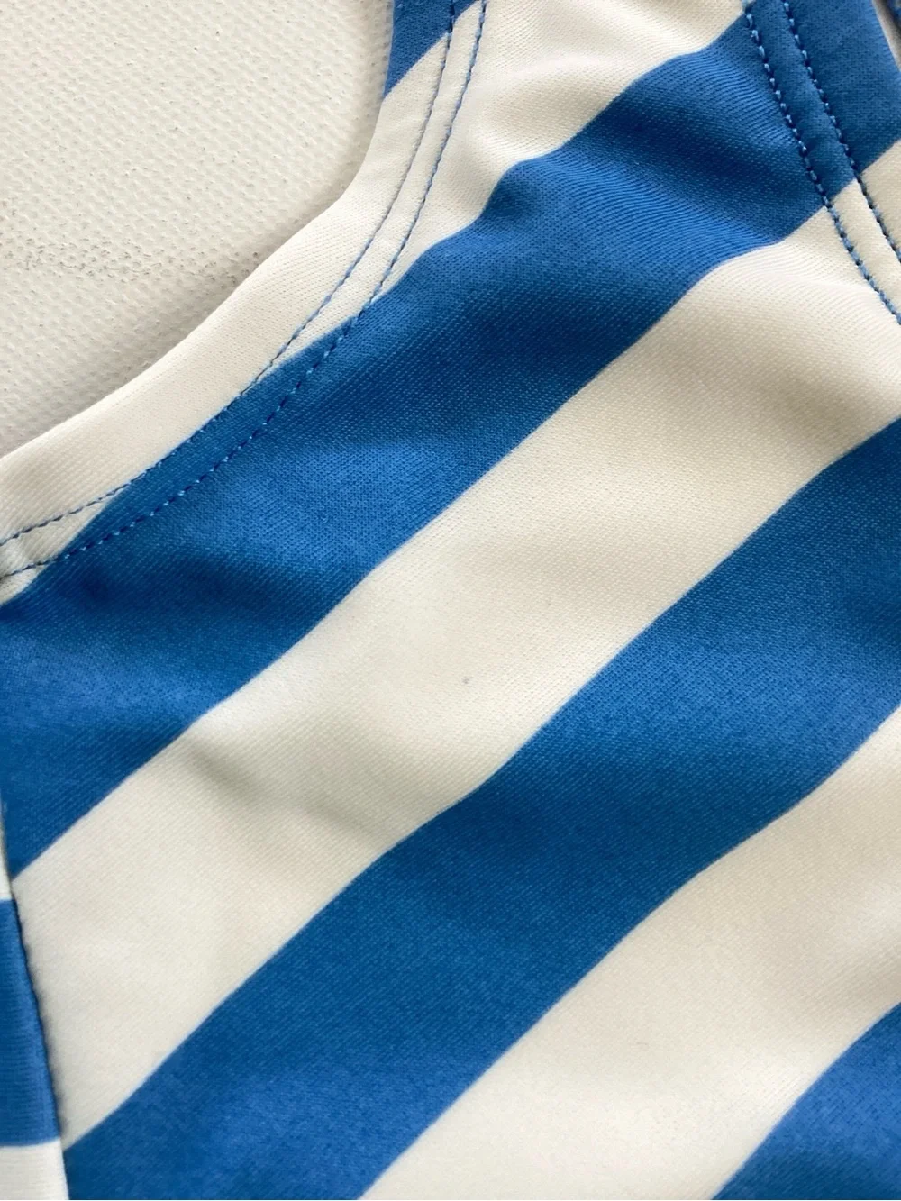 Hanna Andersson Blue and White Striped Two Piece Swim Suit
